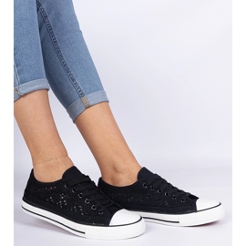 Black openwork women's sneakers 2