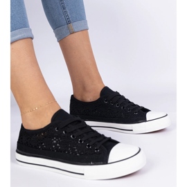 Black openwork women's sneakers 1