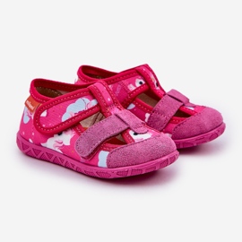 Children's slippers for Velcro in unicorn fuchsia pink 1