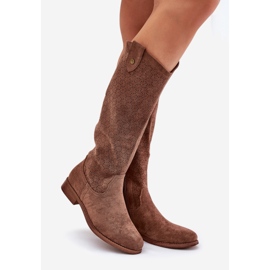 Flat-heeled boots with an openwork pattern s.barski HY51-062 brown 1