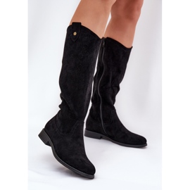 Flat-heeled boots with an openwork pattern s.barski HY51-062 Black 2