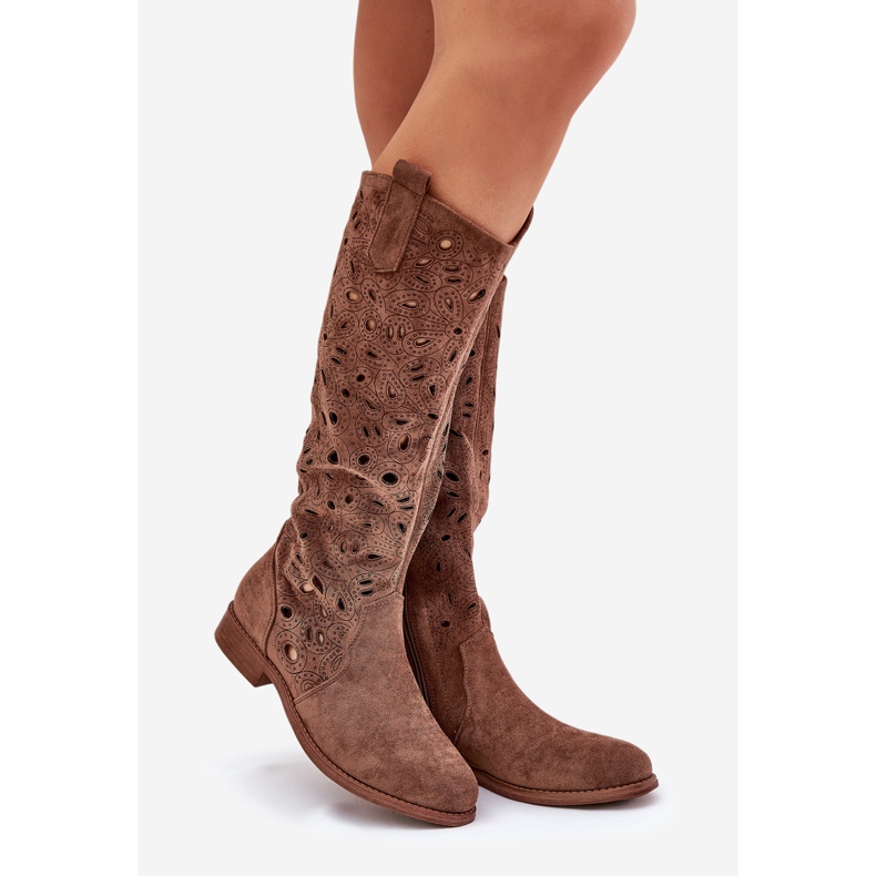 S.Barski Openwork flat heels HY51-176 brown 1 S.Barski Openwork flat heels HY51-176 brown 1