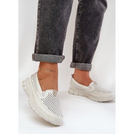 Evento Light leather openwork loafers 24pb18-6870 White 2