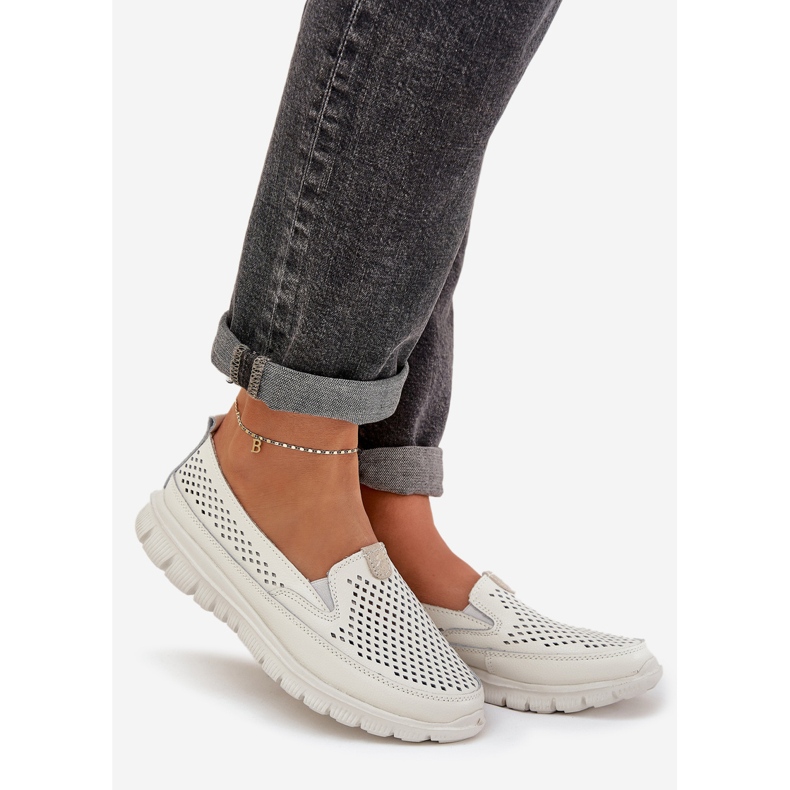 Evento Light leather openwork loafers 24pb18-6870 White 1