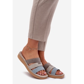 Comfortable beige-blue women's slippers 1