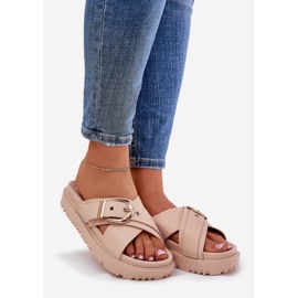 Slippers on the platform with a beige buckle 1