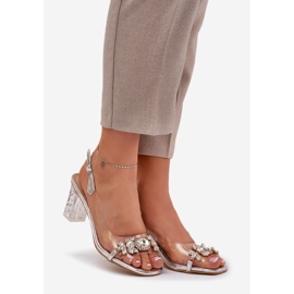 S.Barski Elegant sandals on the post with silver D&amp;A MR38-444 decorations 1