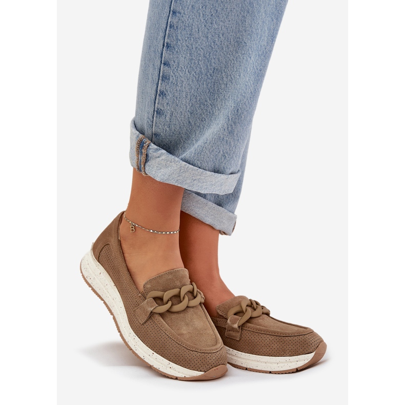 S.Barski Suede loafers on the platform with D&amp;A TW552 brown chain 1