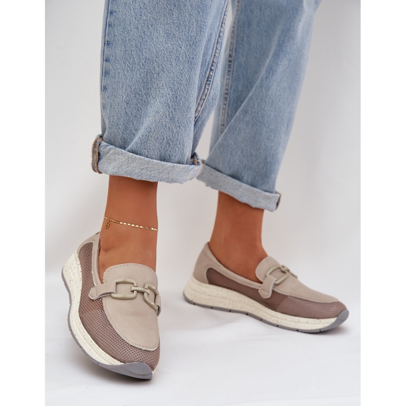 S.Barski Women's leather loafers D&amp;A TW210 gray grey 2