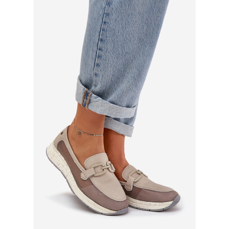 S.Barski Women's leather loafers D&amp;A TW210 gray grey 1