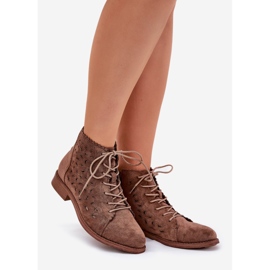 S.Barski Low boots with an openwork pattern S. Barski HY51-185 brown 1