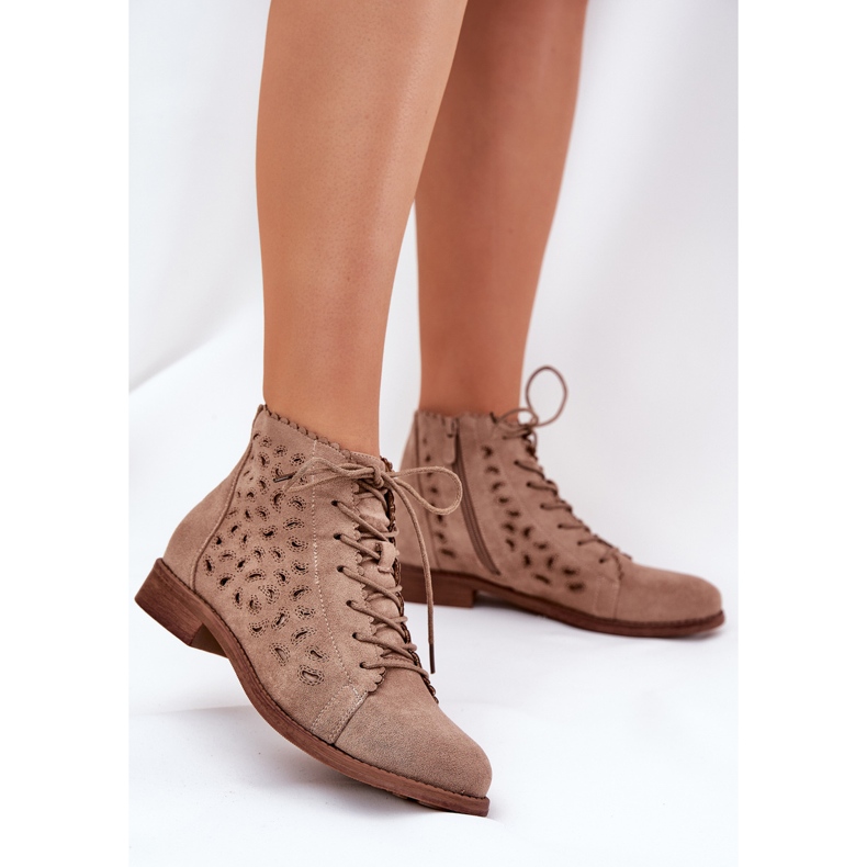 S.Barski Low boots with an openwork pattern S. Barski HY51-185 beige 2
