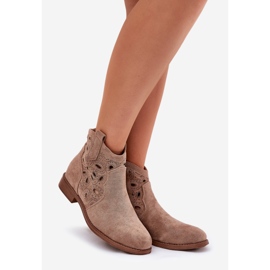 Women's openwork boots with beige zipper s.barski HY42-081 1