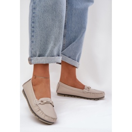 S.Barski Flat leather loafers with an ornament of S. Barski LR51-547 beige 2
