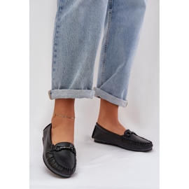S.Barski Flat leather loafers with an ornament of S. Barski LR51-547 black 2