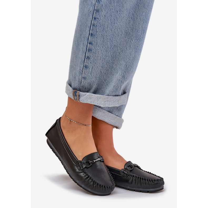 S.Barski Flat leather loafers with an ornament of S. Barski LR51-547 black 1 S.Barski Flat leather loafers with an ornament of S. Barski LR51-547 black 1