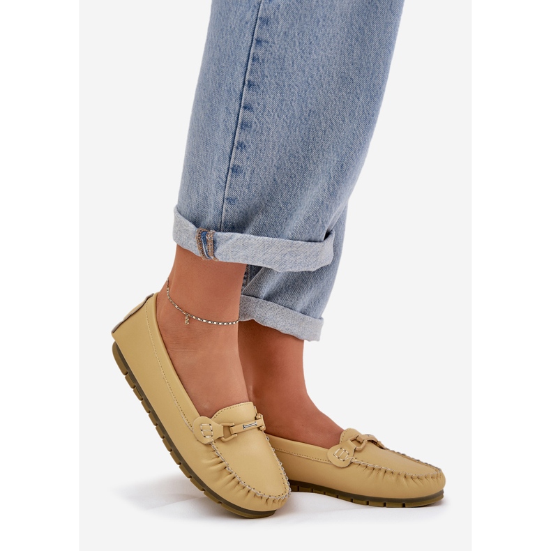 S.Barski Flat leather loafers with decoration S. Barski LR51-547 Yellow 1