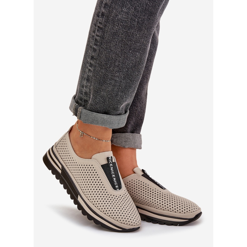 S.Barski Slocked women's shoes made of natural leather S. Barski LR51-672 beige 1