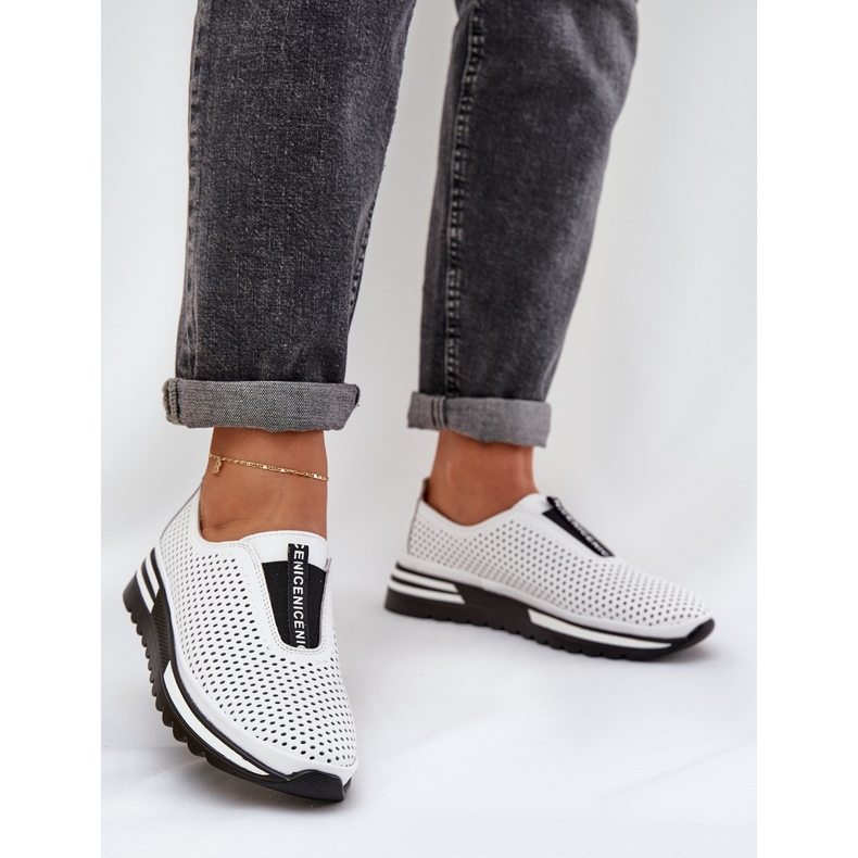 S.Barski Slocked women's shoes made of natural leather S. Barski LR51-672 White 2