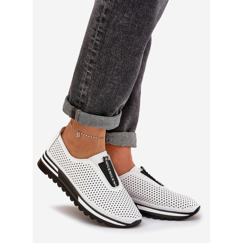 S.Barski Slocked women's shoes made of natural leather S. Barski LR51-672 White 1