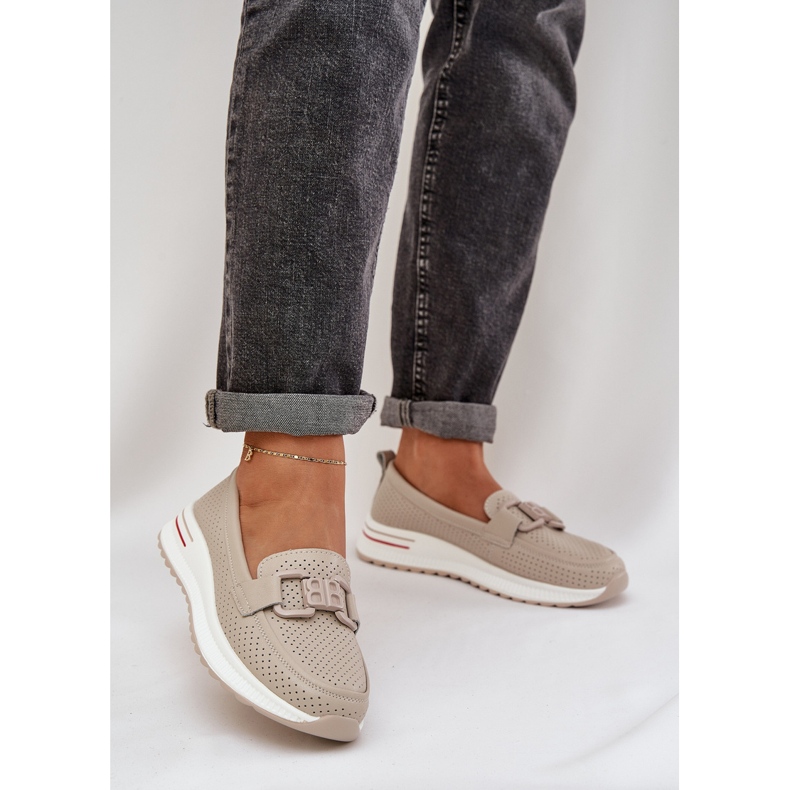 S.Barski Women's leather loafers on the platform S. Barski LR51-556 beige 2 S.Barski Women's leather loafers on the platform S. Barski LR51-556 beige 2