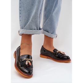 S.Barski Painted leather elegant flat-heeled loafers S. Barski LR51-768A black 2 S.Barski Painted leather elegant flat-heeled loafers S. Barski LR51-768A black 2
