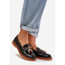 S.Barski Painted leather elegant flat-heeled loafers S. Barski LR51-768A black 1 S.Barski Painted leather elegant flat-heeled loafers S. Barski LR51-768A black 1