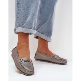 S.Barski Glitter flat loafers made of natural leather D&A LR51-546 silver 2 S.Barski Glitter flat loafers made of natural leather D&A LR51-546 silver 2