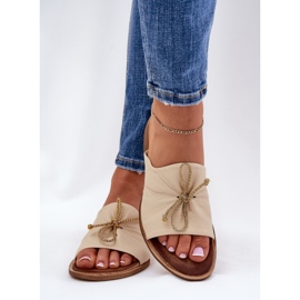 Zazoo 2659 Women's leather slippers beige 2