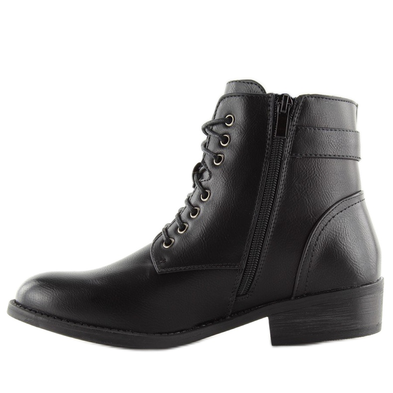 Black lace-up boots B0-165 black 1 Black lace-up boots B0-165 black 1