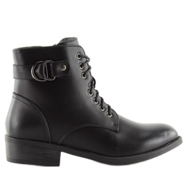 Black lace-up boots B0-165 black 2 Black lace-up boots B0-165 black 2