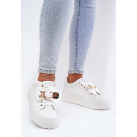 Women's sneakers with a bow and a brooch with a white teddy bear 1