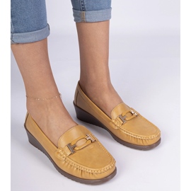 Jółne women's loafers on wedges with eco -leather yellow 2