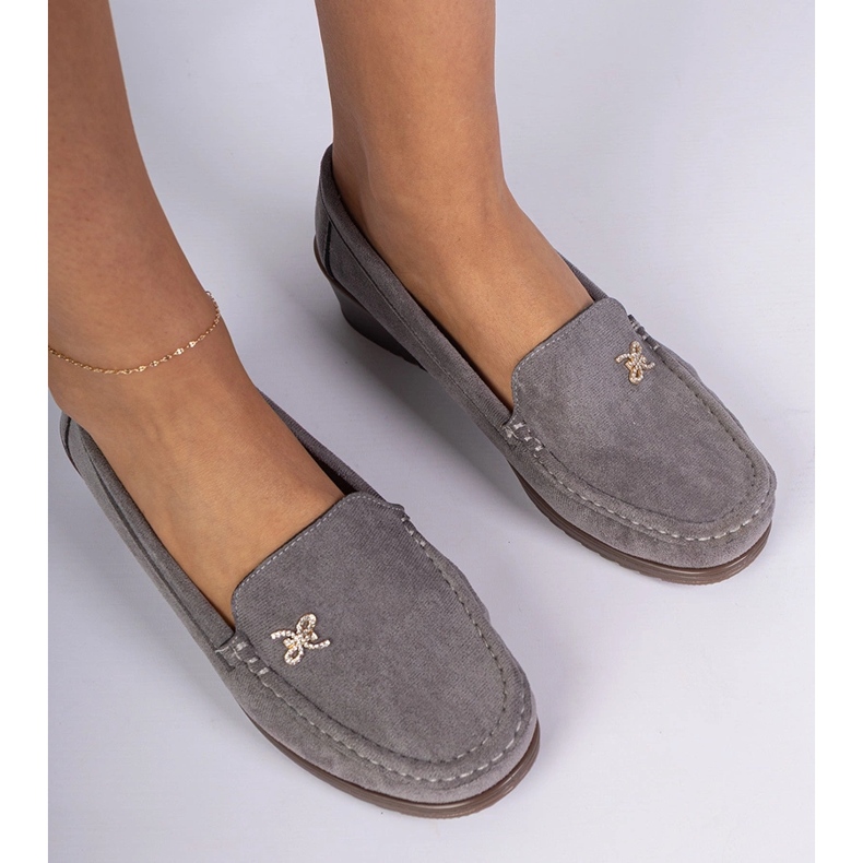 Gray Women's Moccasins for an wedge of ecozamsz grey 2