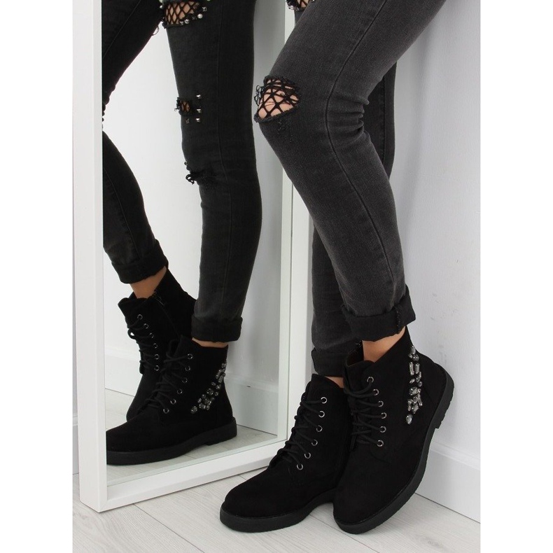 Black lace-up boots HQ901 black 1 Black lace-up boots HQ901 black 1