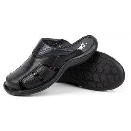 Kampol Men's leather flip-flops 224KAM black 5