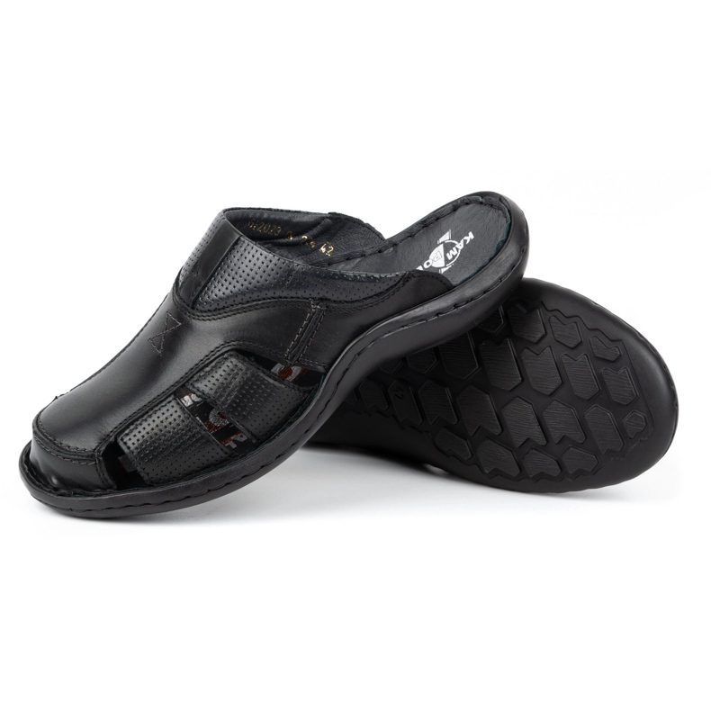 Kampol Men's leather flip-flops 224KAM black 5