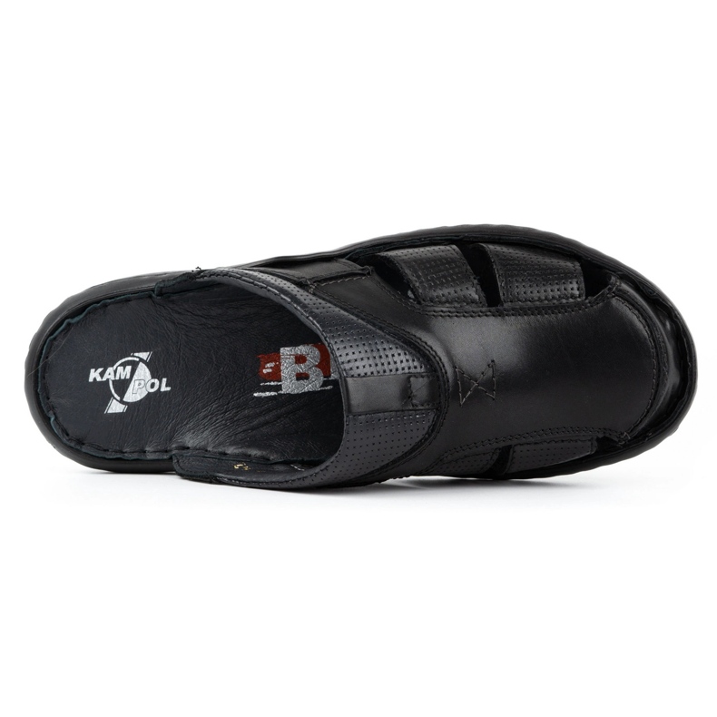 Kampol Men's leather flip-flops 224KAM black 6