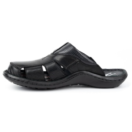 Kampol Men's leather flip-flops 224KAM black 3