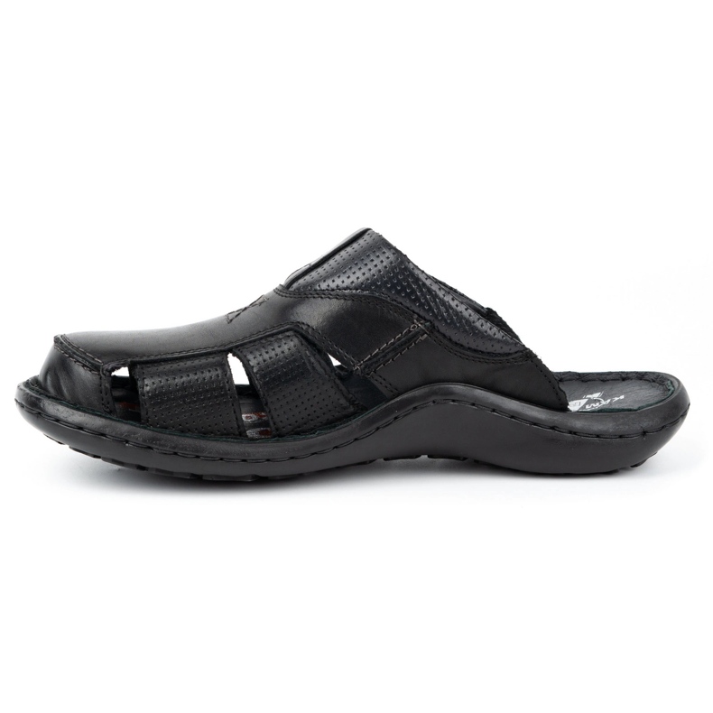 Kampol Men's leather flip-flops 224KAM black 3
