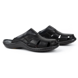 Kampol Men's leather flip-flops 224KAM black 4