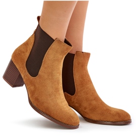Women's Camel Eco-Zamszu Chelsea boots brown 4