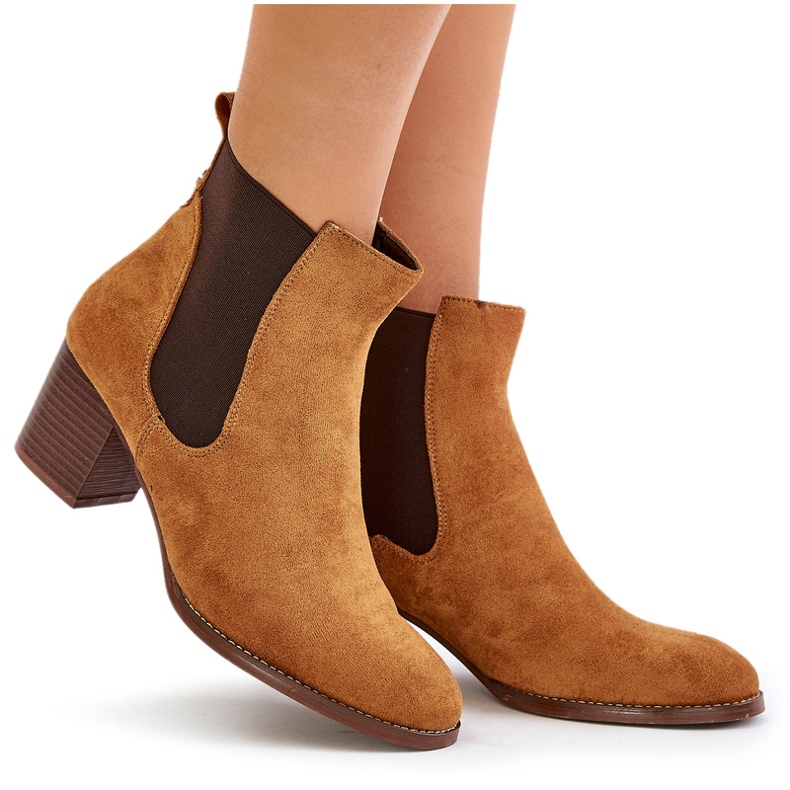 Women's Camel Eco-Zamszu Chelsea boots brown 4