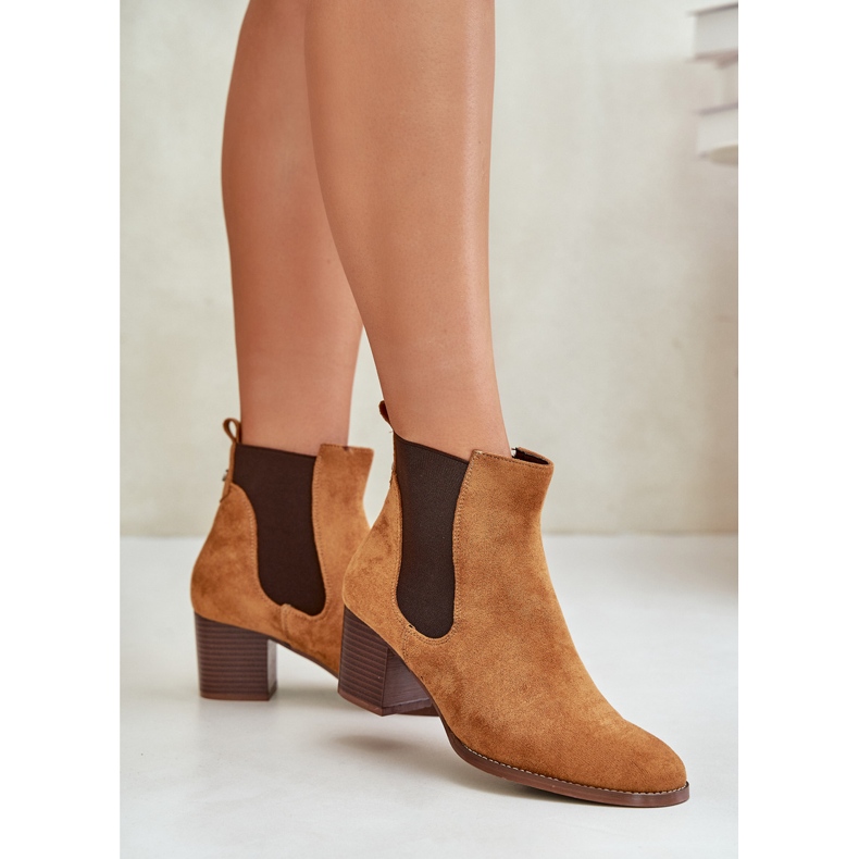 Women's Camel Eco-Zamszu Chelsea boots brown 2