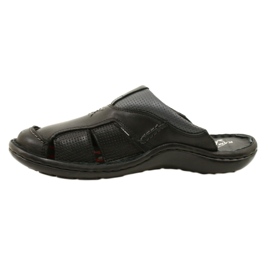 Kampol Men's leather flip-flops 224KAM black 7