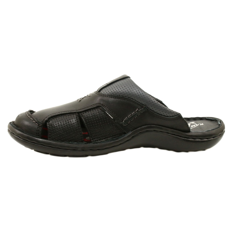 Kampol Men's leather flip-flops 224KAM black 7