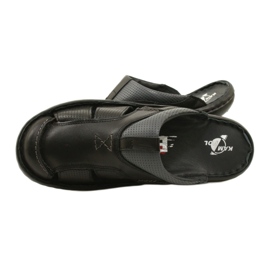 Kampol Men's leather flip-flops 224KAM black 10