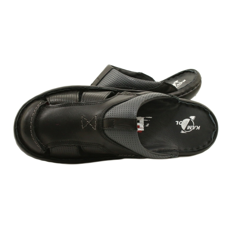 Kampol Men's leather flip-flops 224KAM black 10