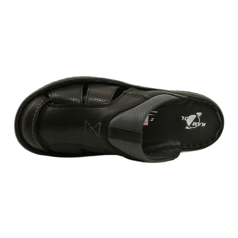 Kampol Men's leather flip-flops 224KAM black 11