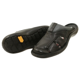 Kampol Men's leather flip-flops 224KAM black 9